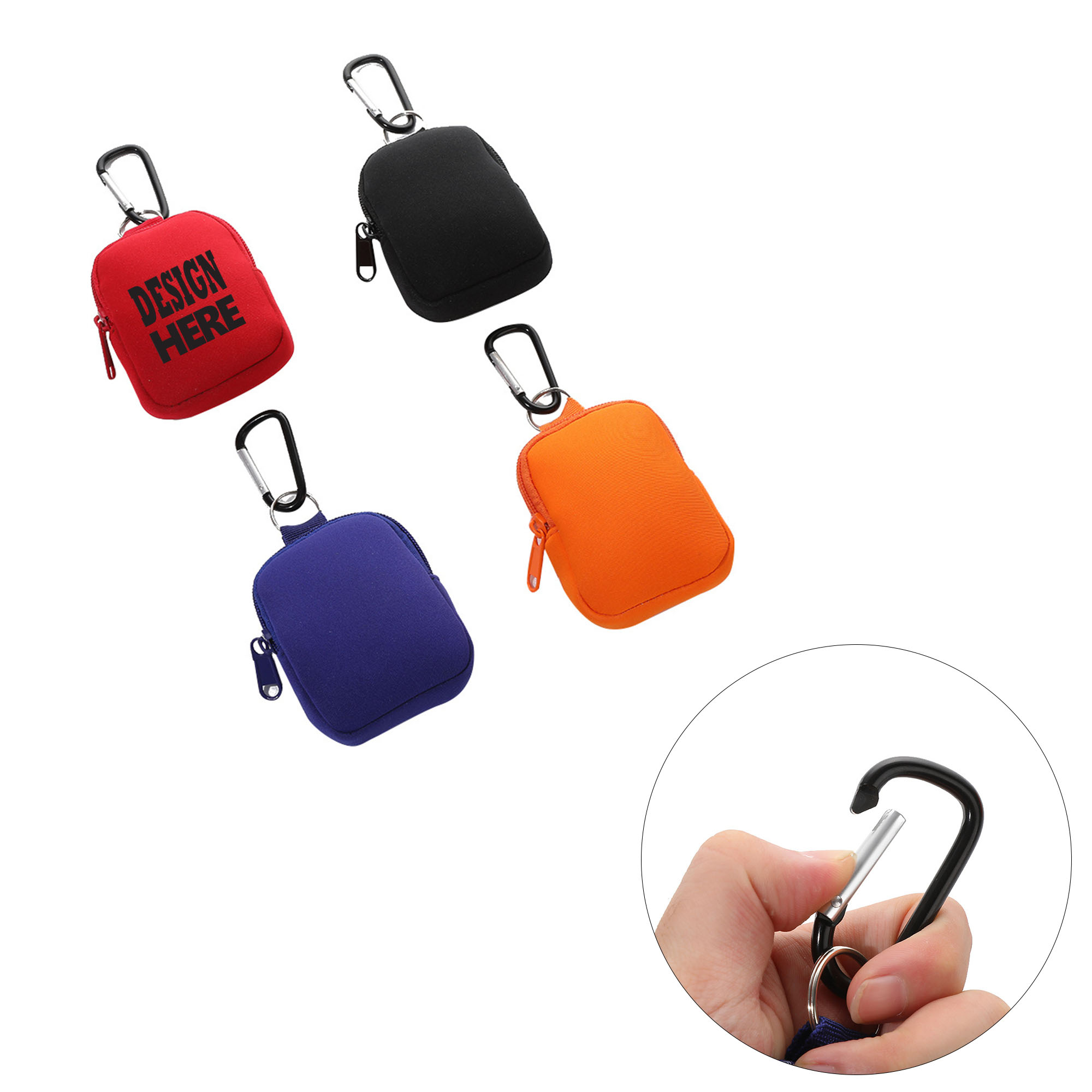 Outdoor Neoprene Coin Pouch With Zipper Clip 2
