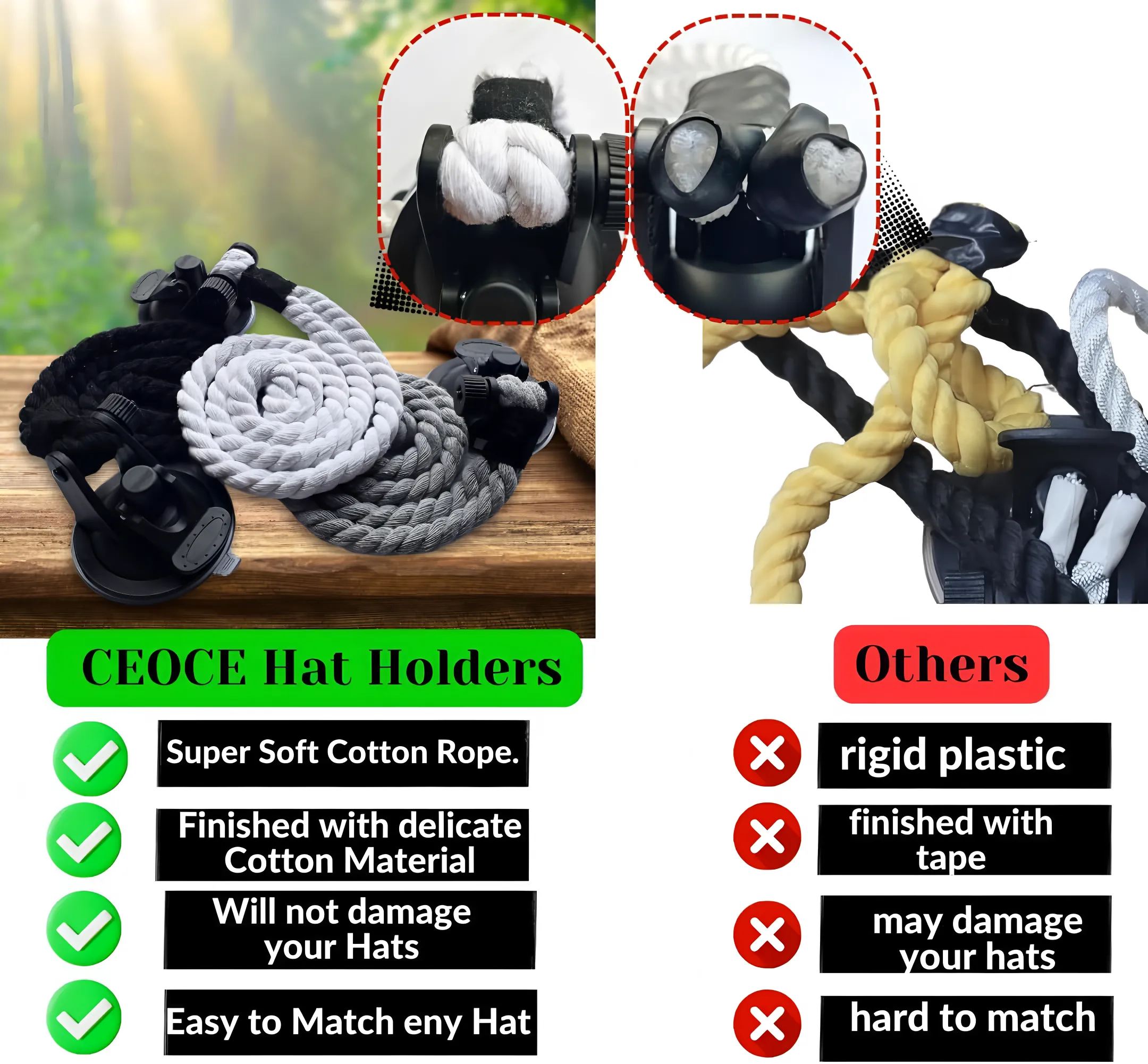 ABS Cowboy Hat Holder with Suction Cup Mount 6