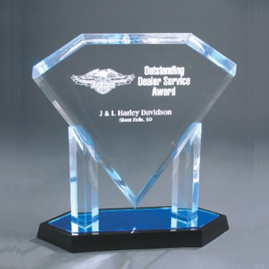 12 Inch Blue Floating Diamond Acrylic 2