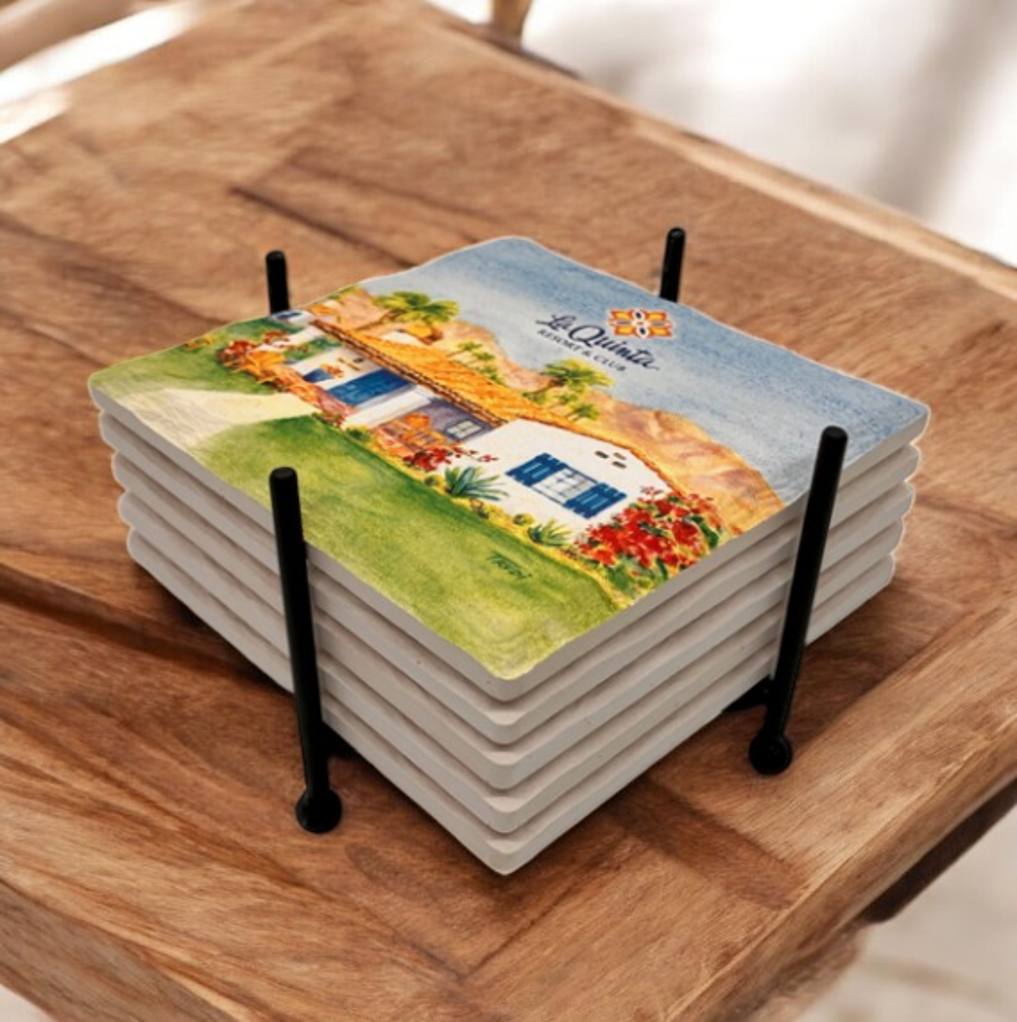 Four Post Metal 5 Coaster Holder Sets 2