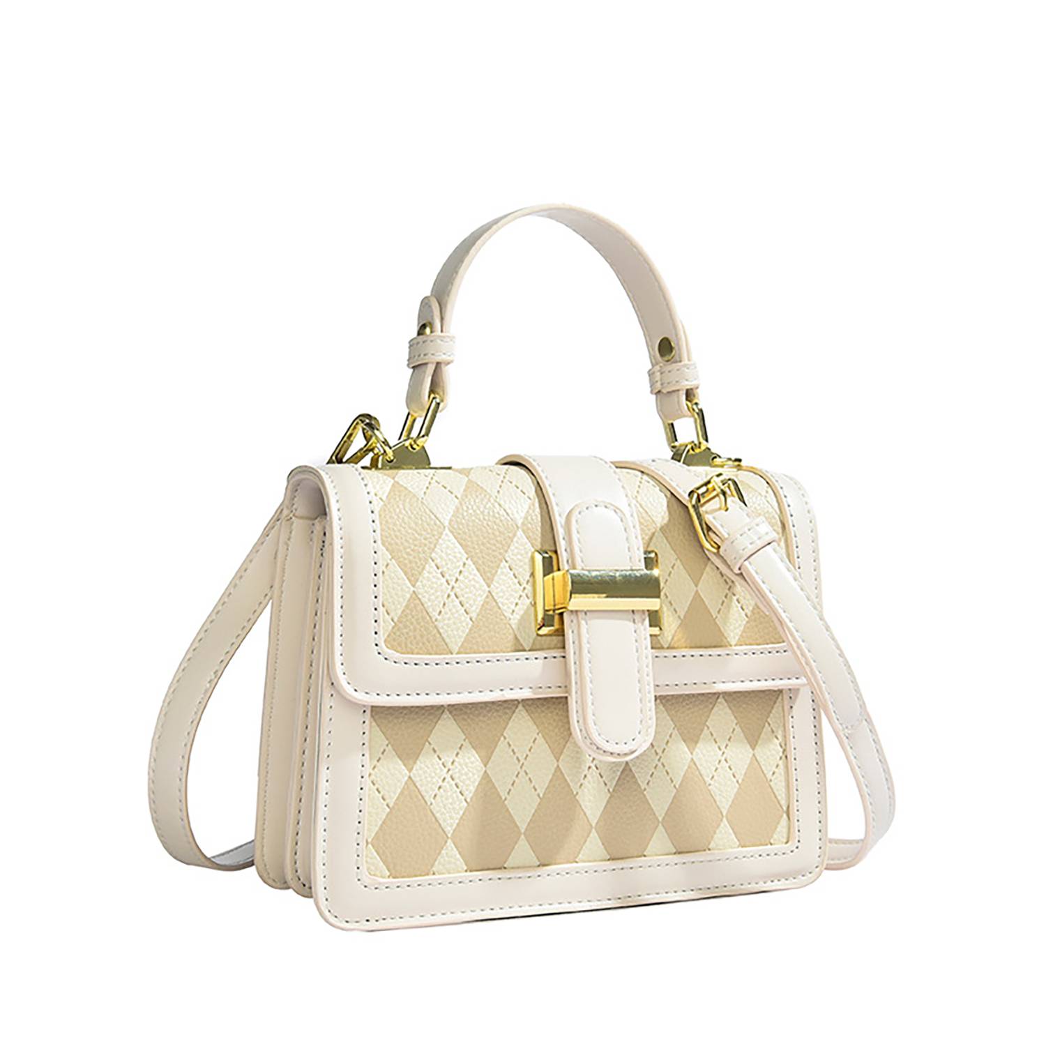 PU Leather Trendy Diamond Lattice Handbag for Women 3