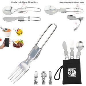 3 In 1 Stainless Steel Flatware Spork Knife With Pouch 6