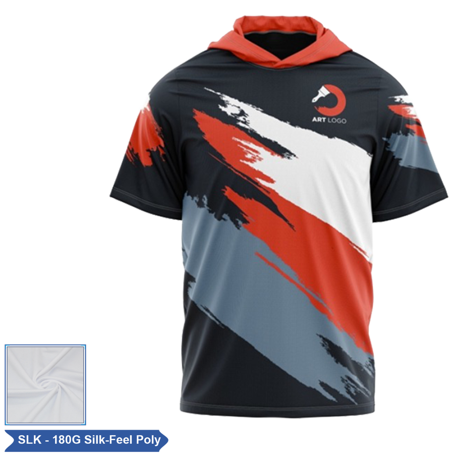 Unisex & Kids' Sublimation Silk-Feel Poly SS Hooded T-Shirt 4
