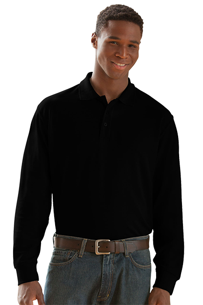 Long Sleeve Soft-Blend Double-Tuck Pique Polo
