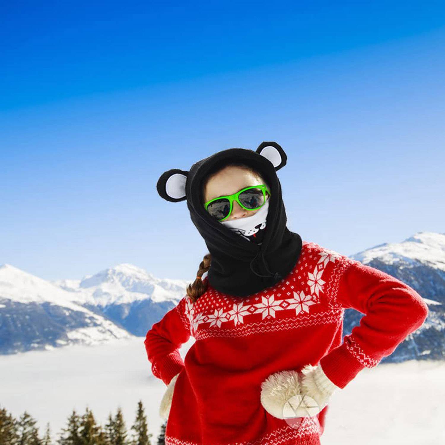 Children's Warm Fleece Anti Cold Head Cover And Mask 5
