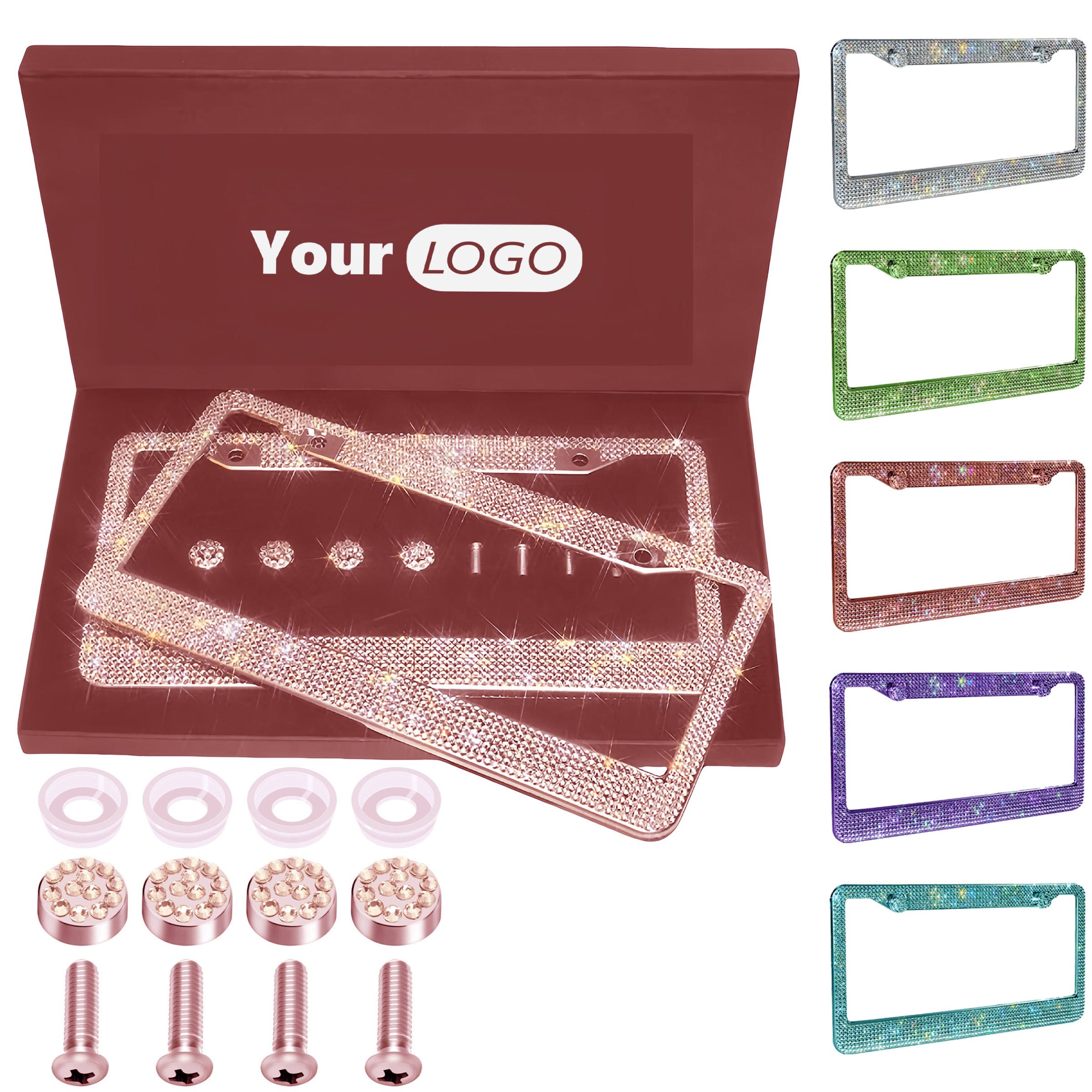 Stainless Steel Luxury Crystal License Plate Frames With Hardware 2