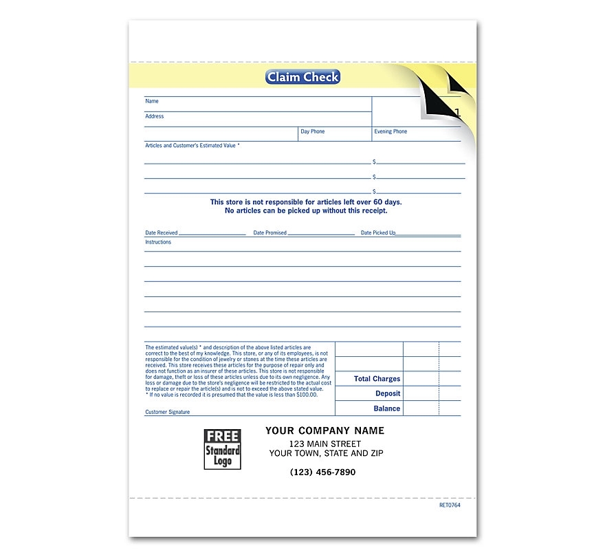 Envelope, Jewelry Order/Repair Form, Large 1