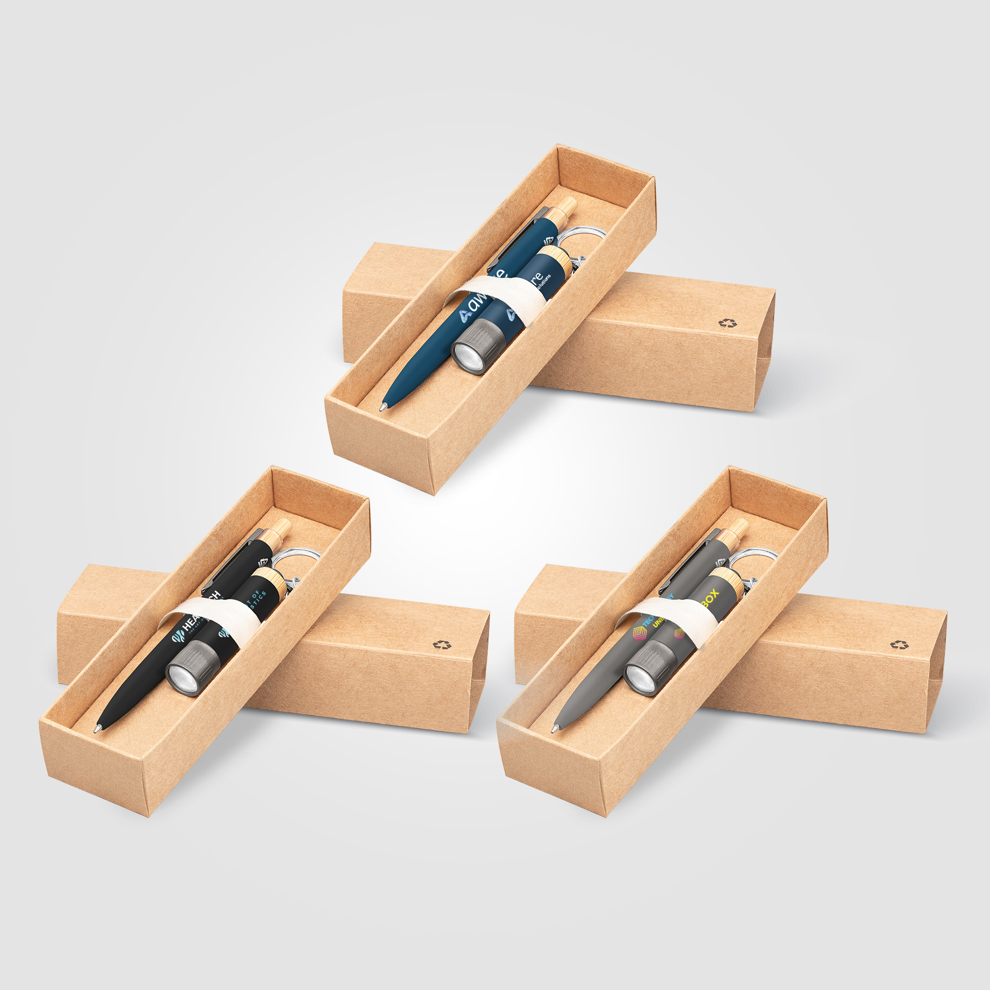 Reborn Recycled Aluminum Bamboo Accented Pen & Flashlight Gift Set 1