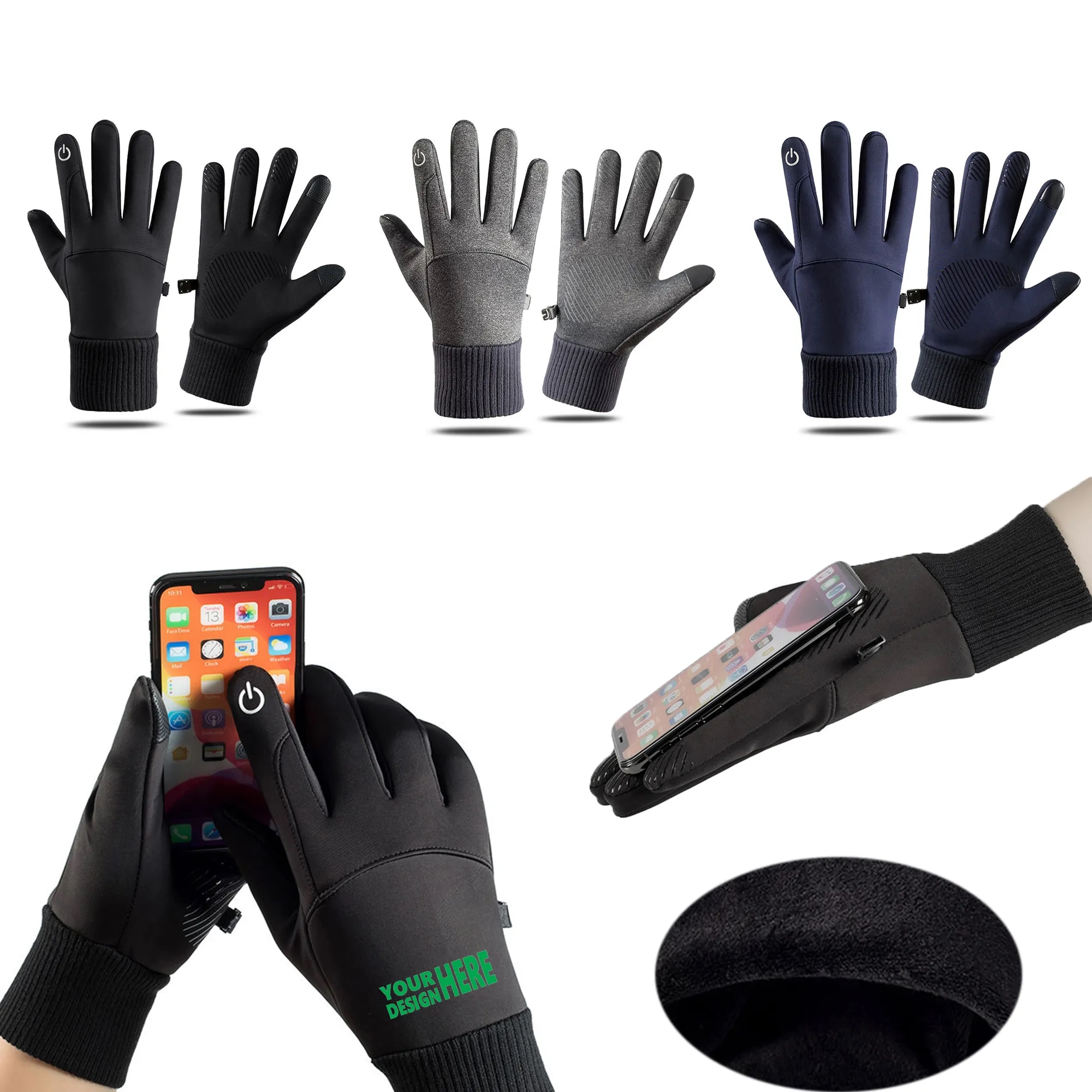 Touch Screen Winter Waterproof Filament Warm Cycling Gloves 1