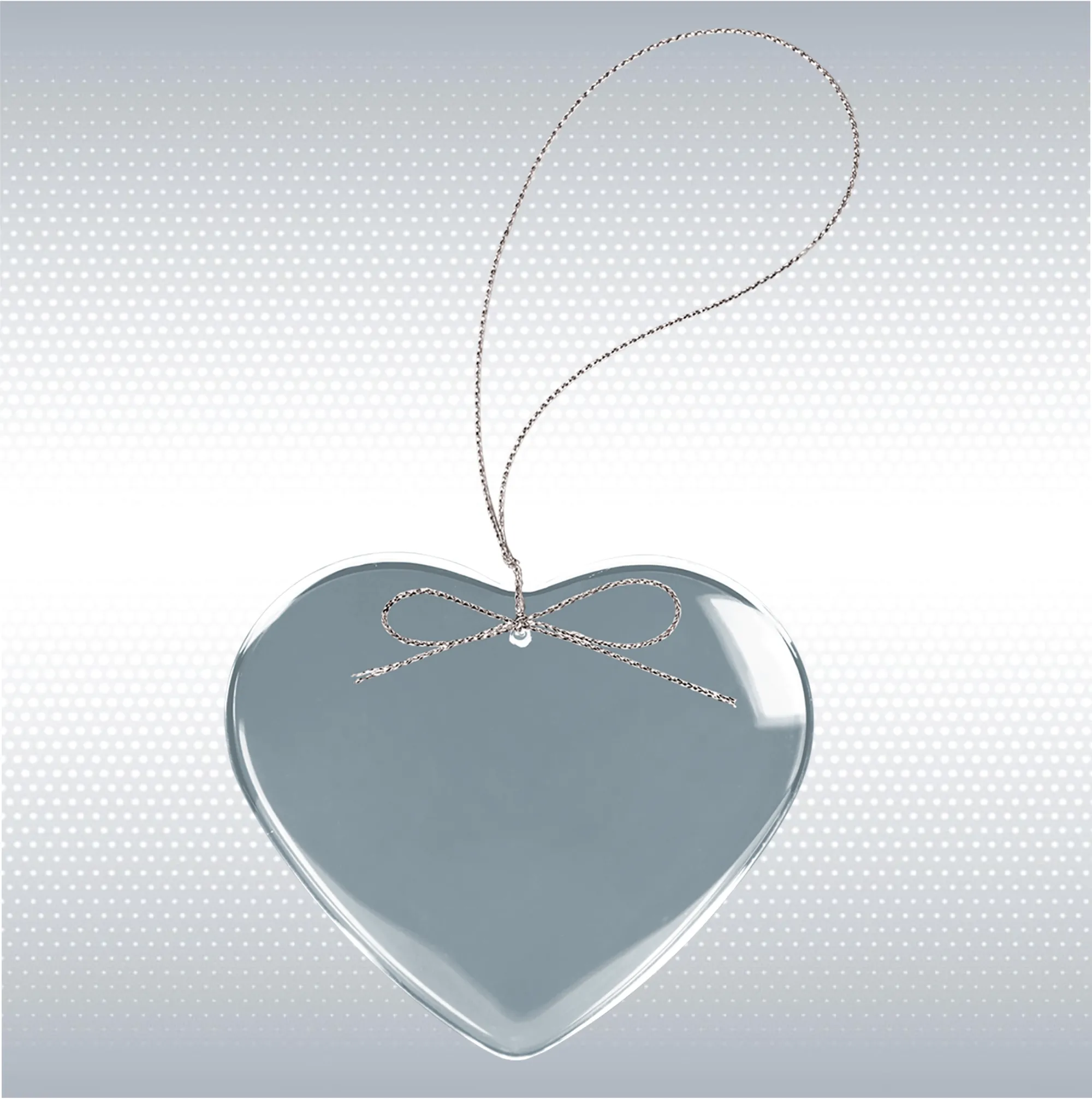 3" Heart Clear Glass Ornament w/Silver String 2