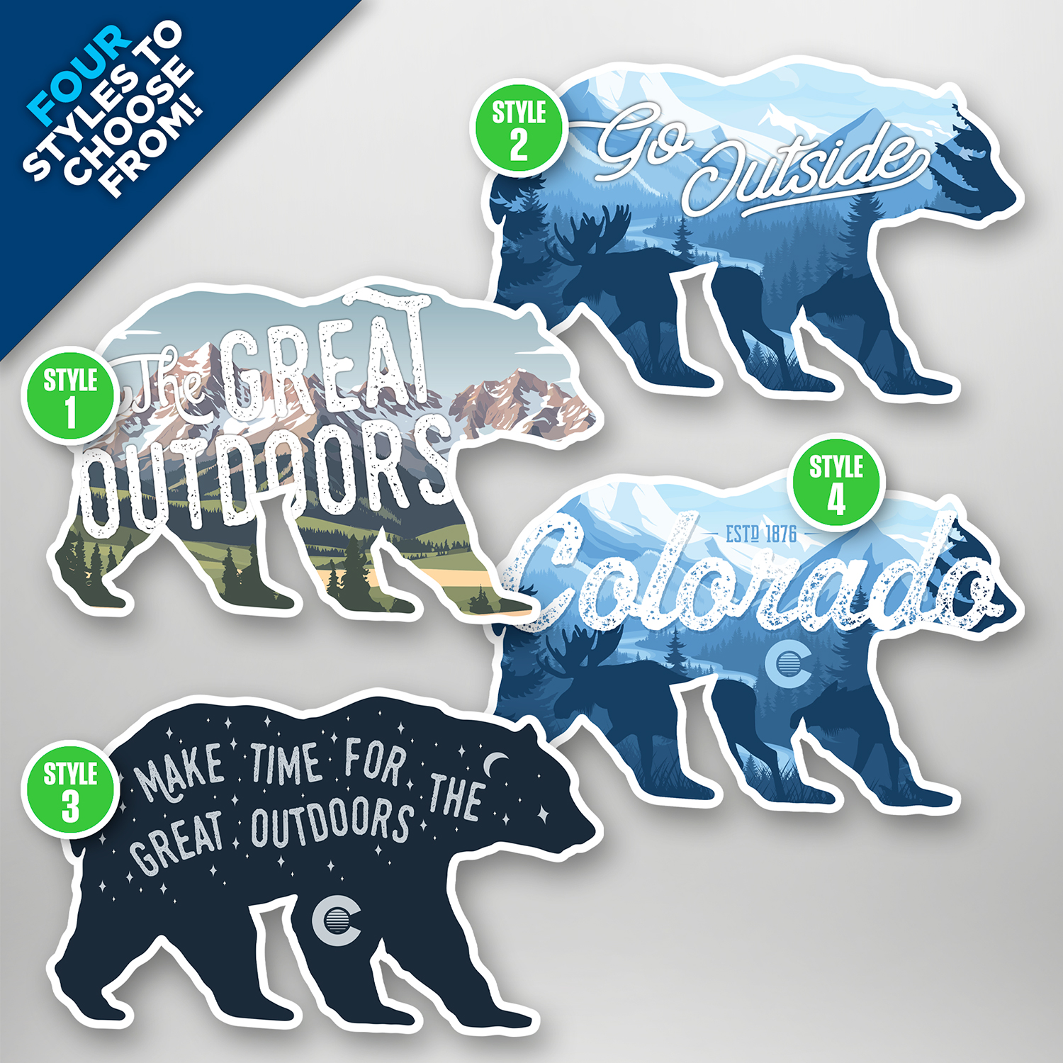 Bear - Removable Writeable Matte Sticker - 4" x 2.5" 3