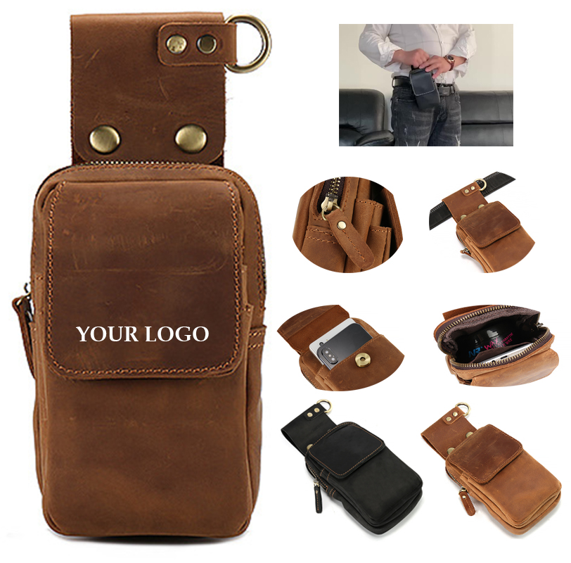Mobile Phone Vertical Leather Waist Hanging Bag 2