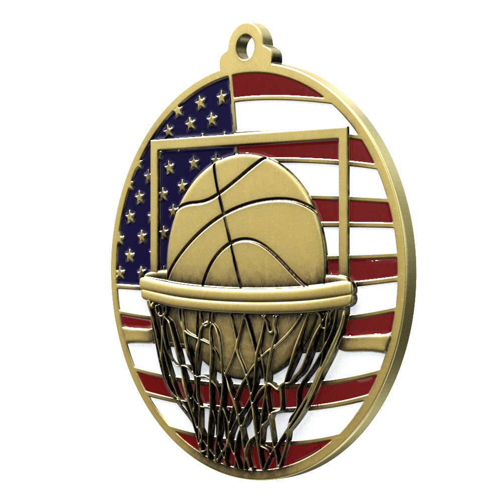 Basketball Patriotic Medallion (2-3/4") 2