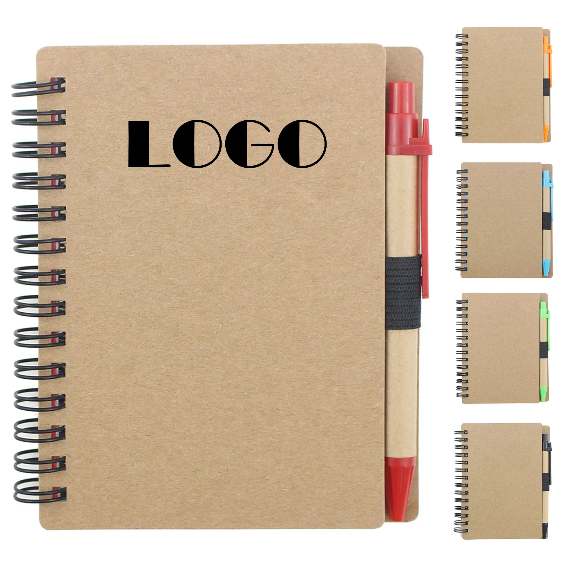 MOQ 50 Kraft Spiral Notebook with Pen 2