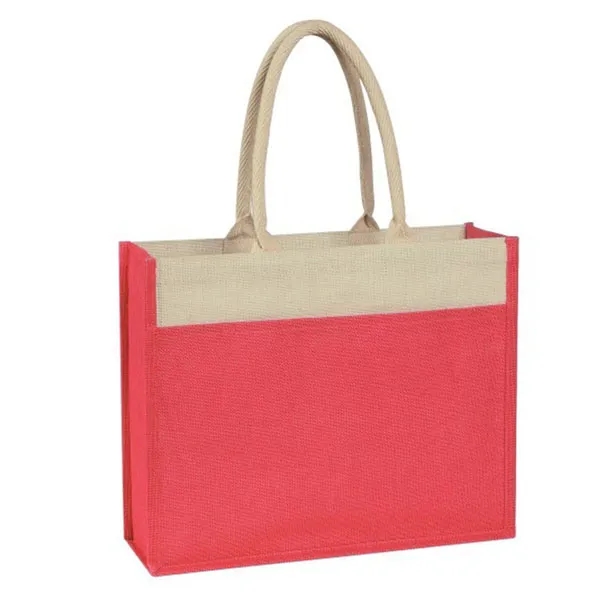 Jute Tote Bag with Front Pocket, custom tote bag with logo imprint 2