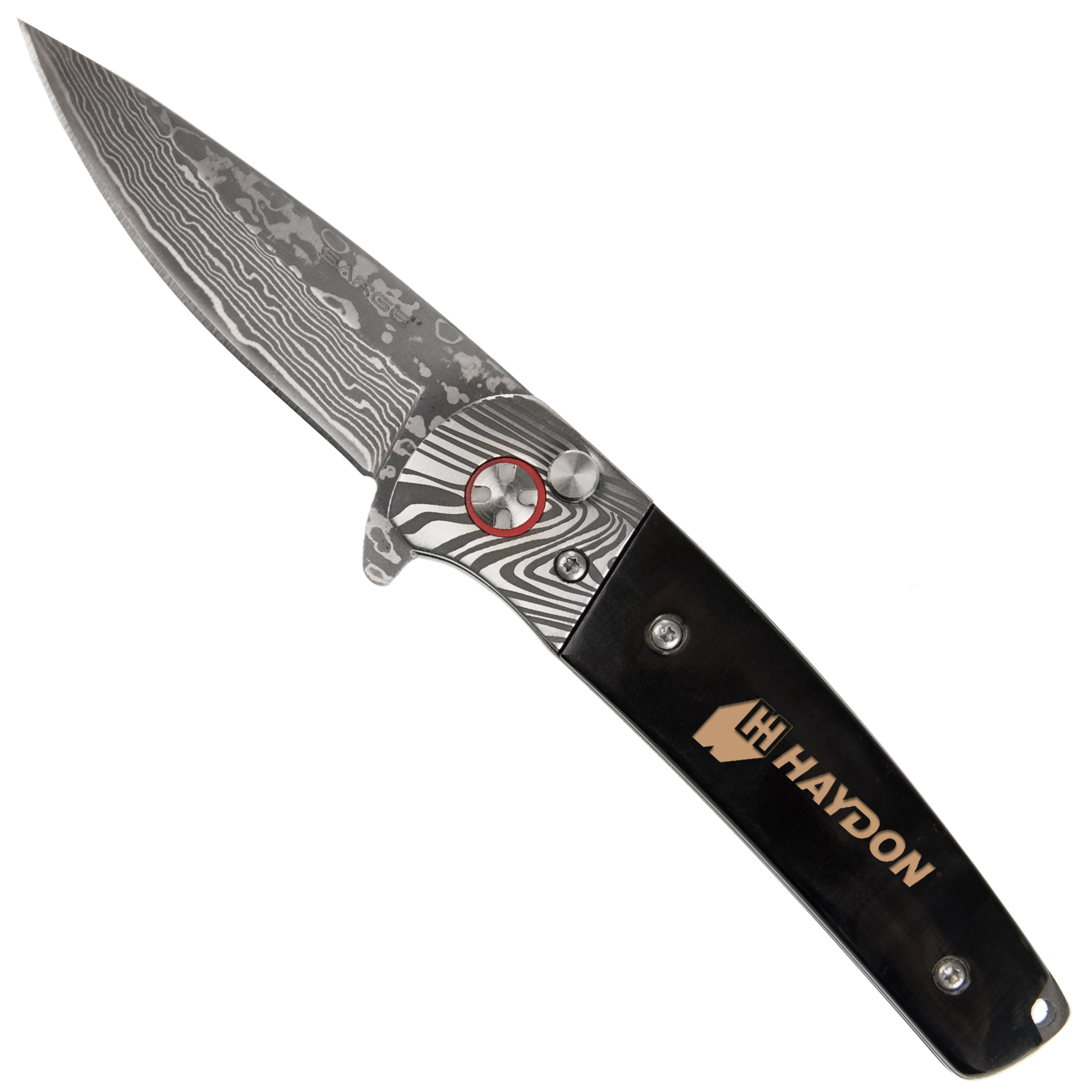 Falcon - Damascus & Buffalo Horn Pocket Knife 2