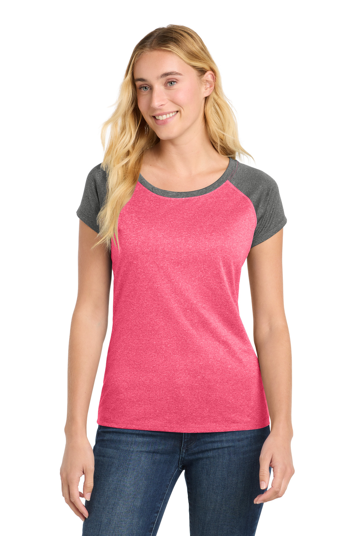 Sport-Tek Women's Heather-On-Heather Contender Scoop Neck Tee. LST362 22