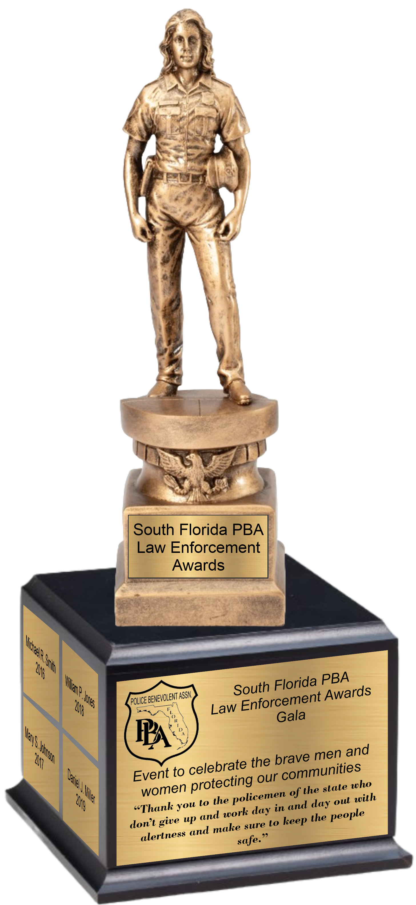 13" Premium Gallery Sculpture Golden American Hero Policewoman Resin Trophy Award 1