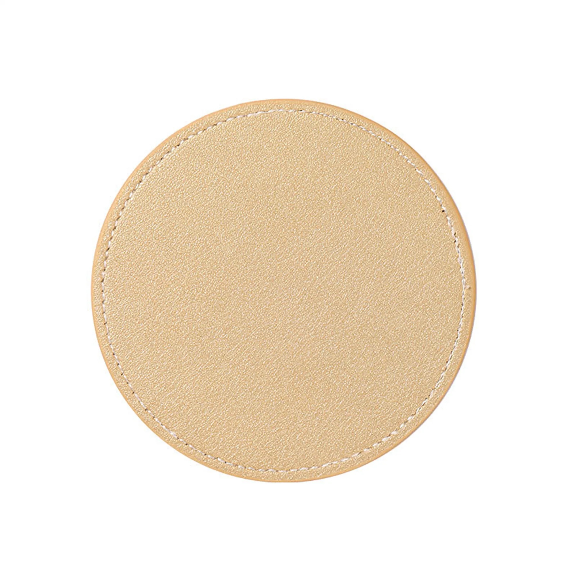 Soft PU Leather Round Coaster MOQ 50PCS 4