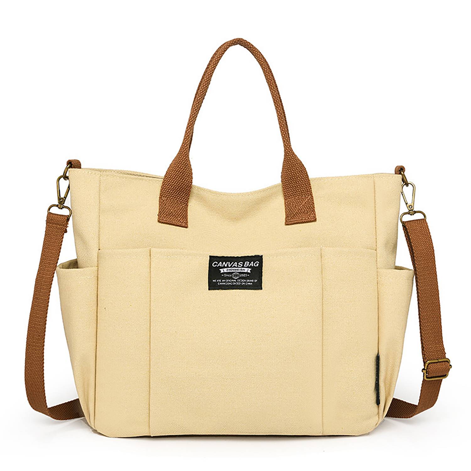 Commuter Women'S Canvas Tote Bag W/ Multi-Pocket Design, custom tote bag with logo imprint 2