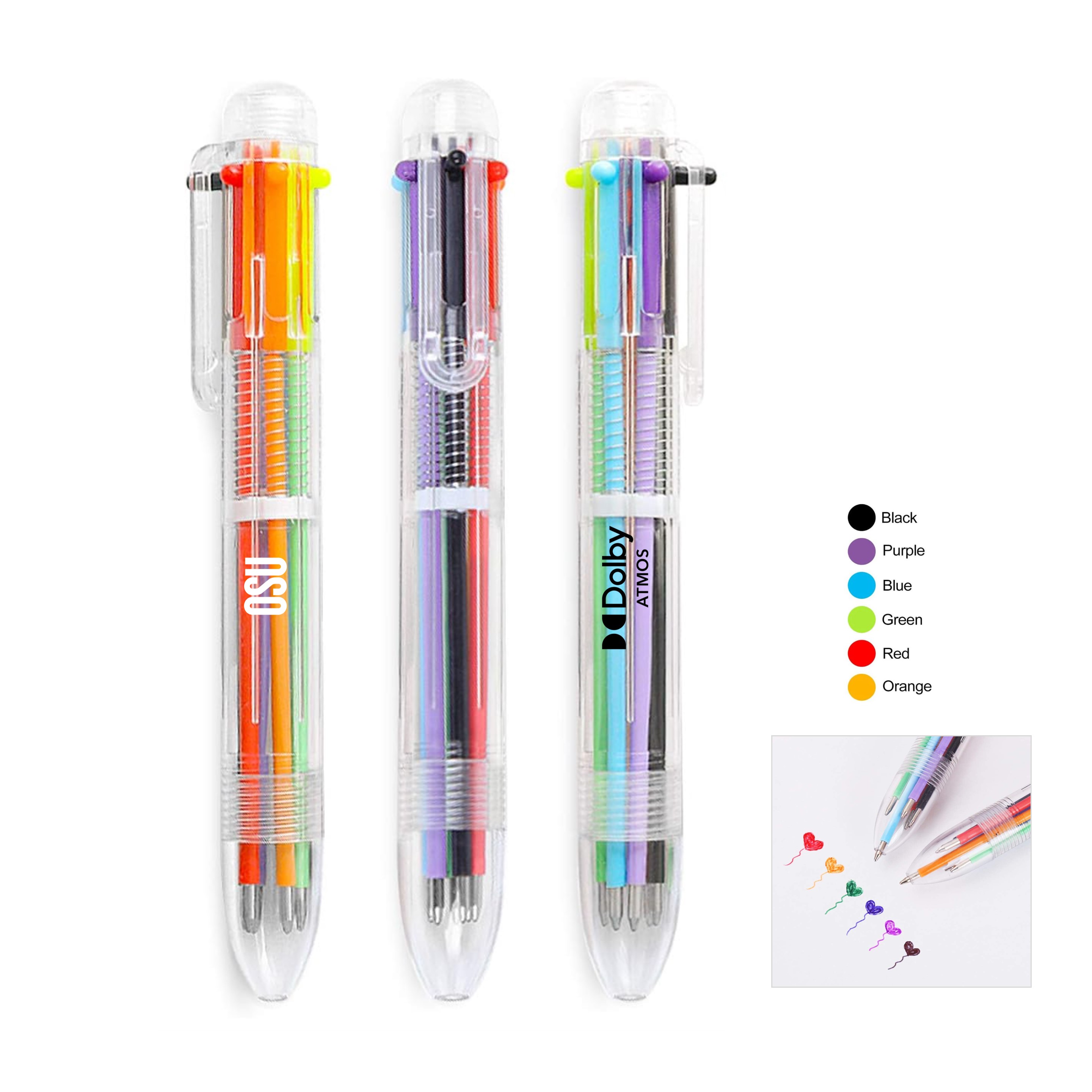 6 Colors Retractable Ballpoint Pen 2