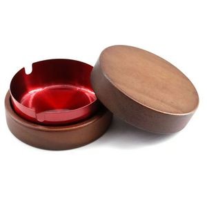 Wooden Ashtray With Lid For Smokers Stainless Steel Liner 11