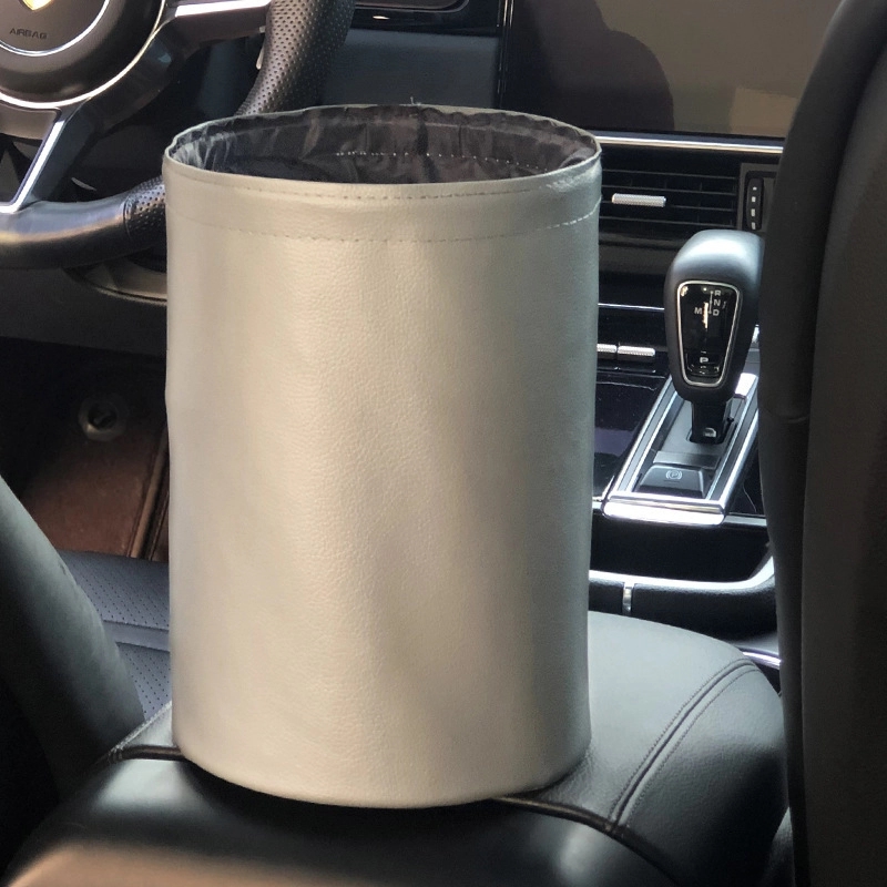 Collapsible Waterproof Portable PU Leather Car Trash Can 5