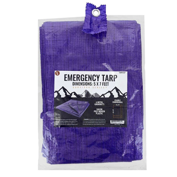 Blue Tarps with Metal Grommets - 5' x 7' 2