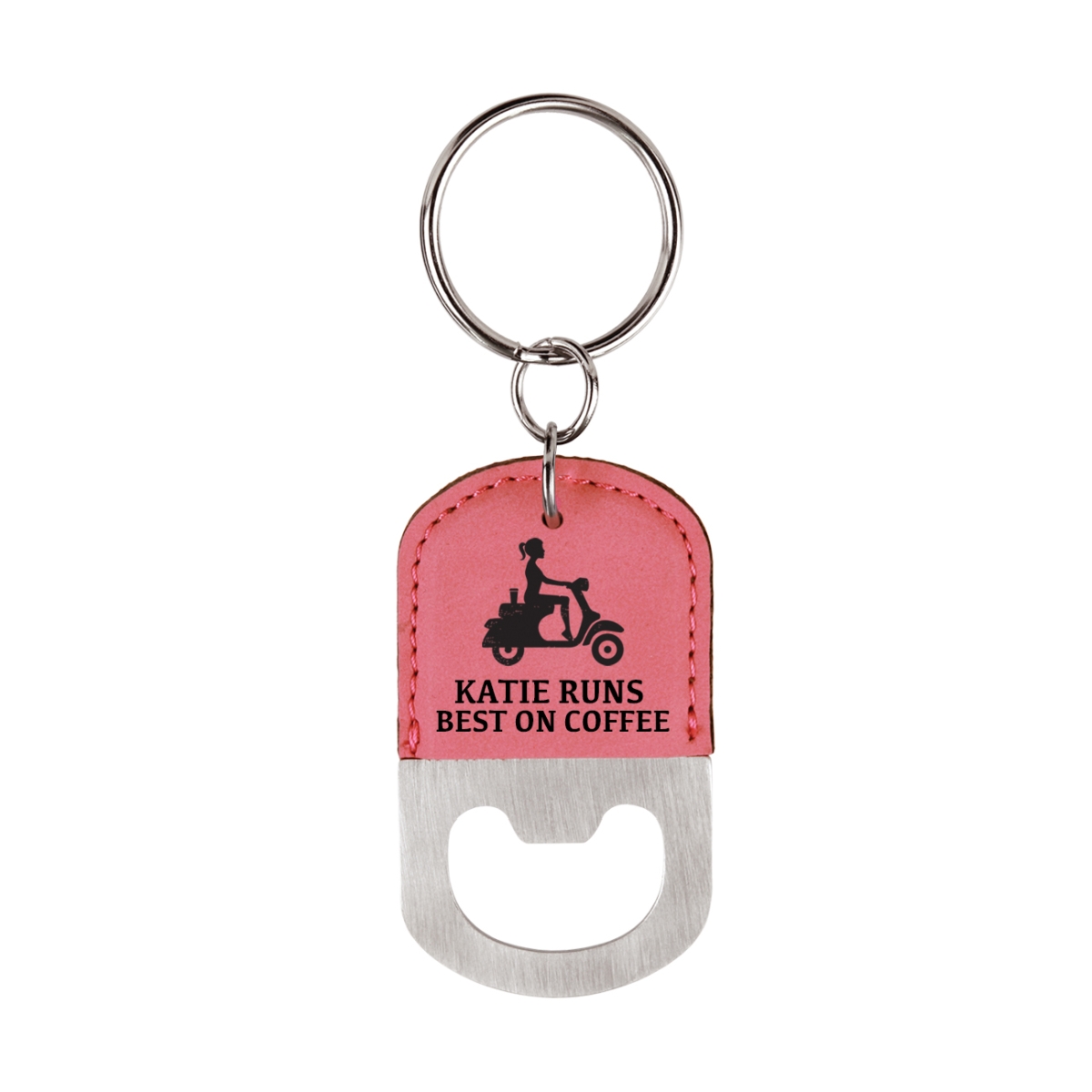 Laser Engraved Leatherette Key Tag with Bottle Opener Oval (2.5"x1.5") 9