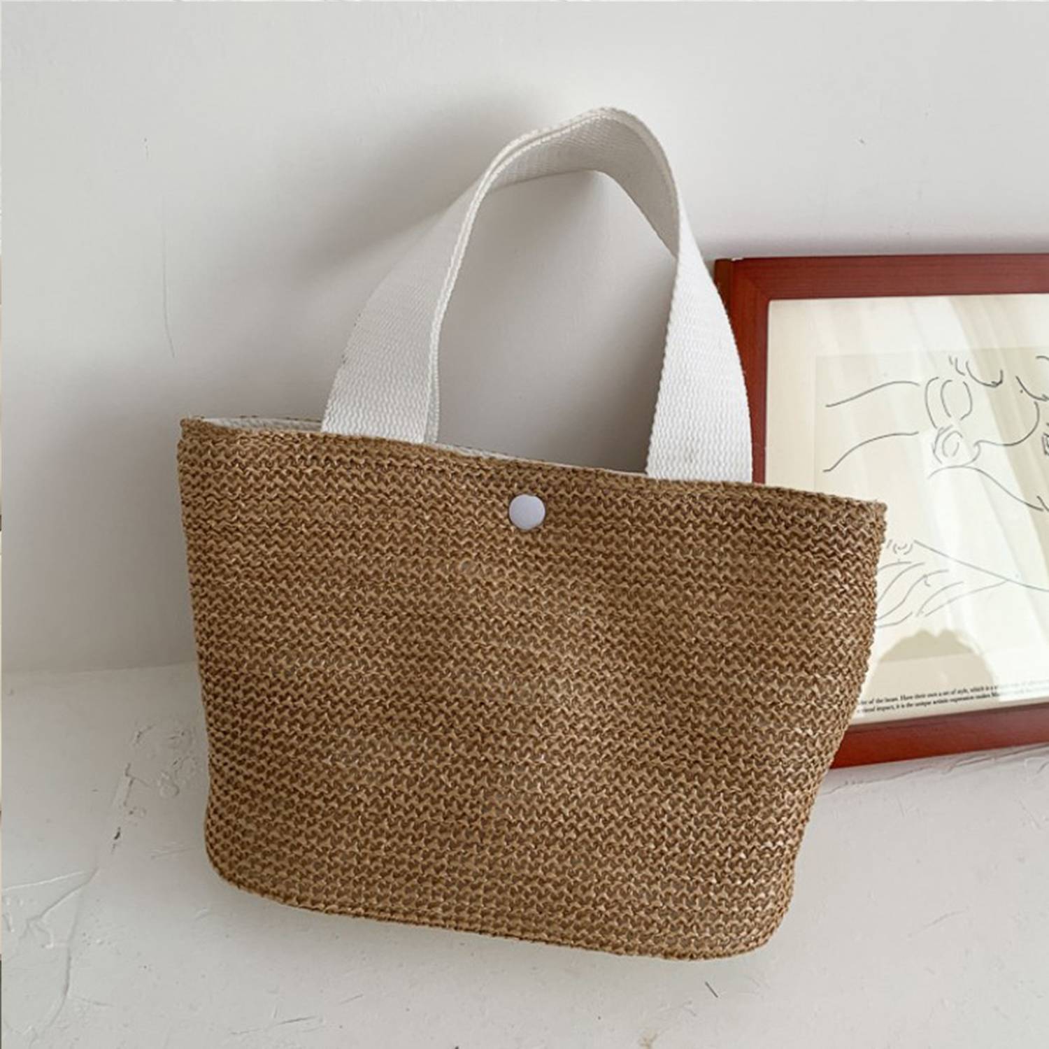 Retro Fashion Woven Straw Handbag 6