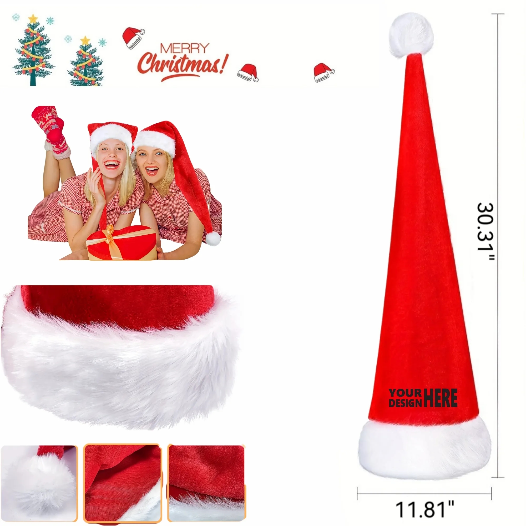 Long Plush Christmas Hat 2