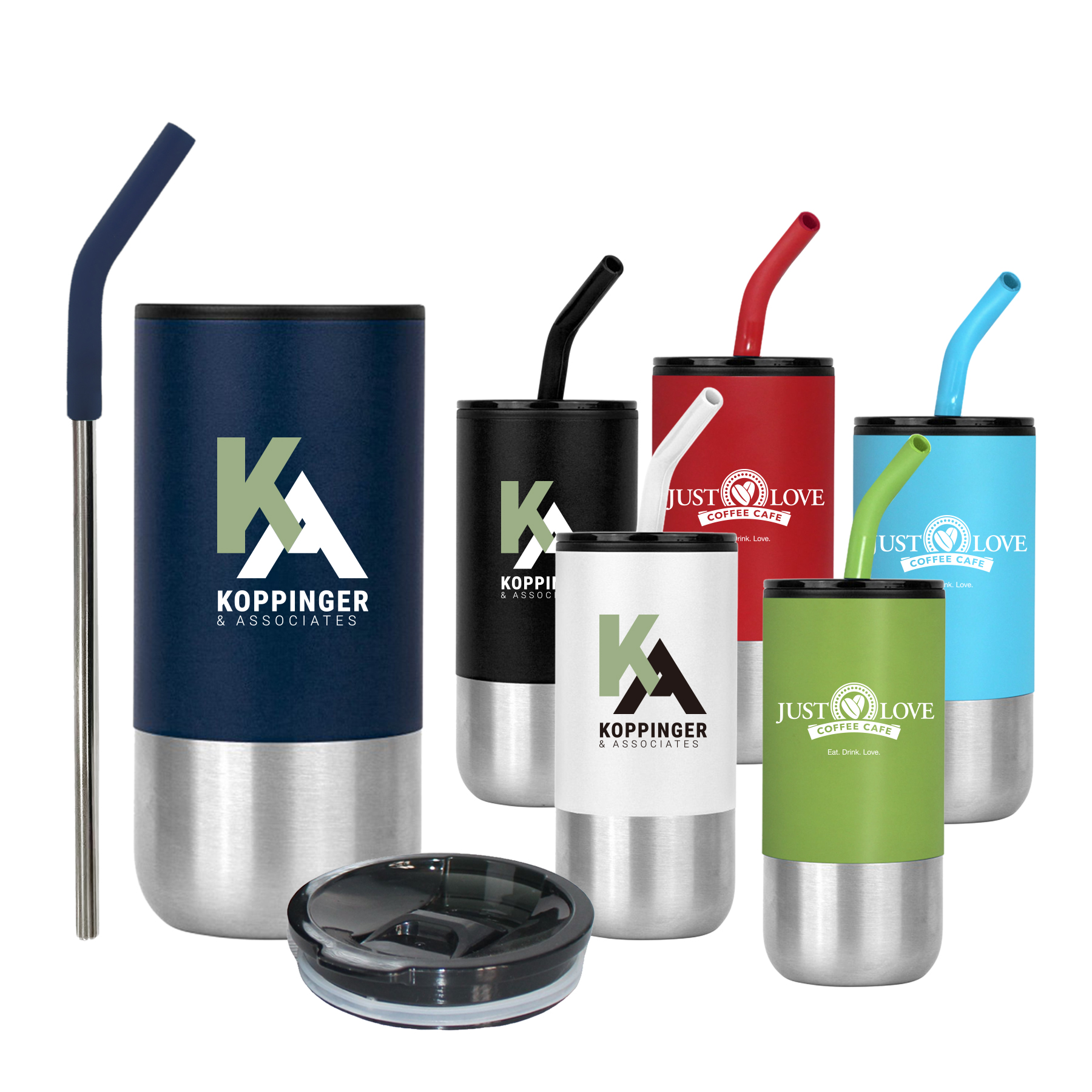 18 oz. Double Wall Color Body Tumbler w/Straw and Lid 2