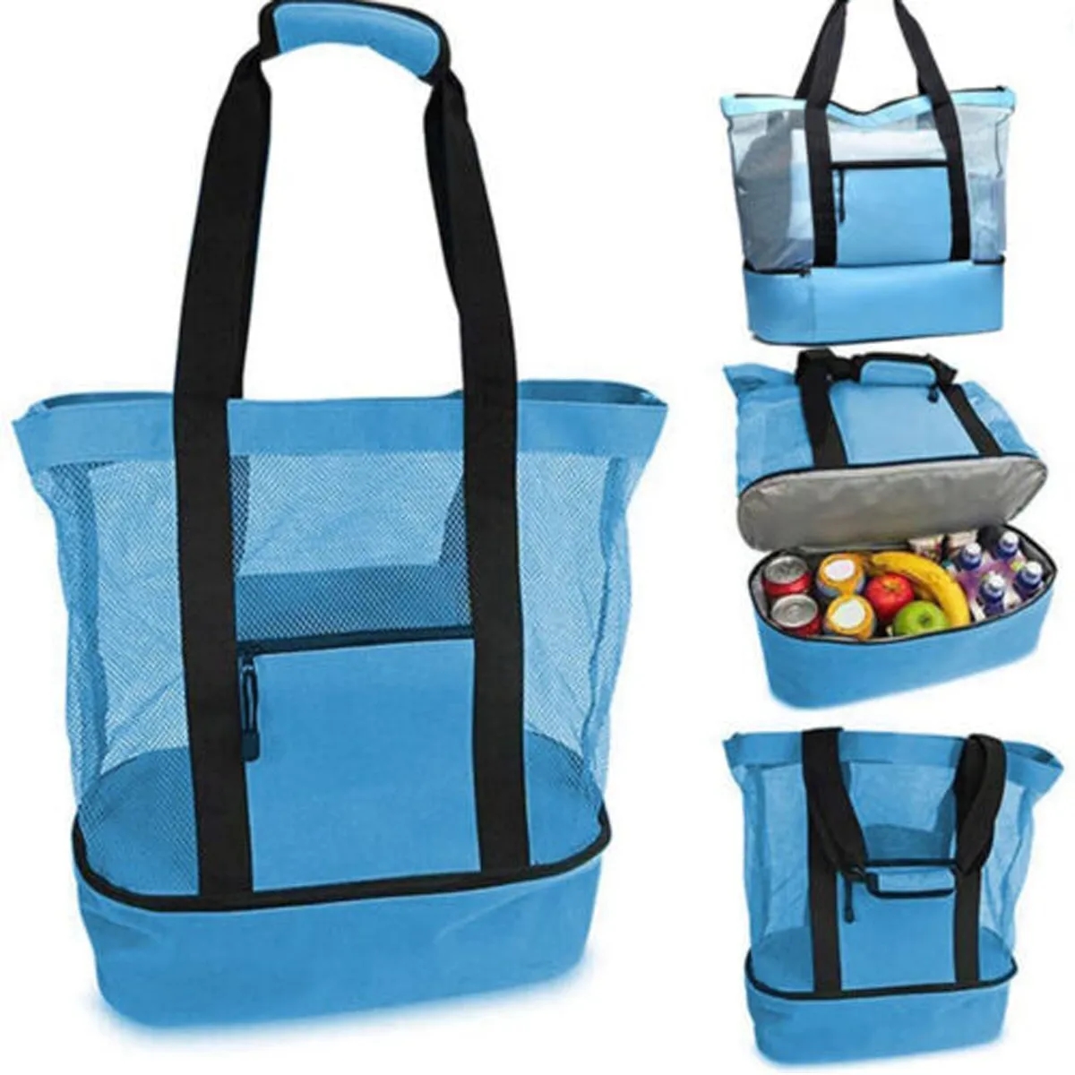 Mesh Beach Bag Picnic Tote Foldable Shopping Handbag 5