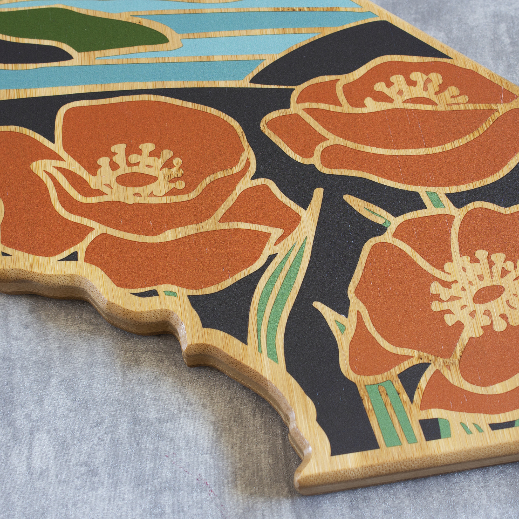 California State Shaped Cutting and Serving Board with Artwork by Summer Stokes 3