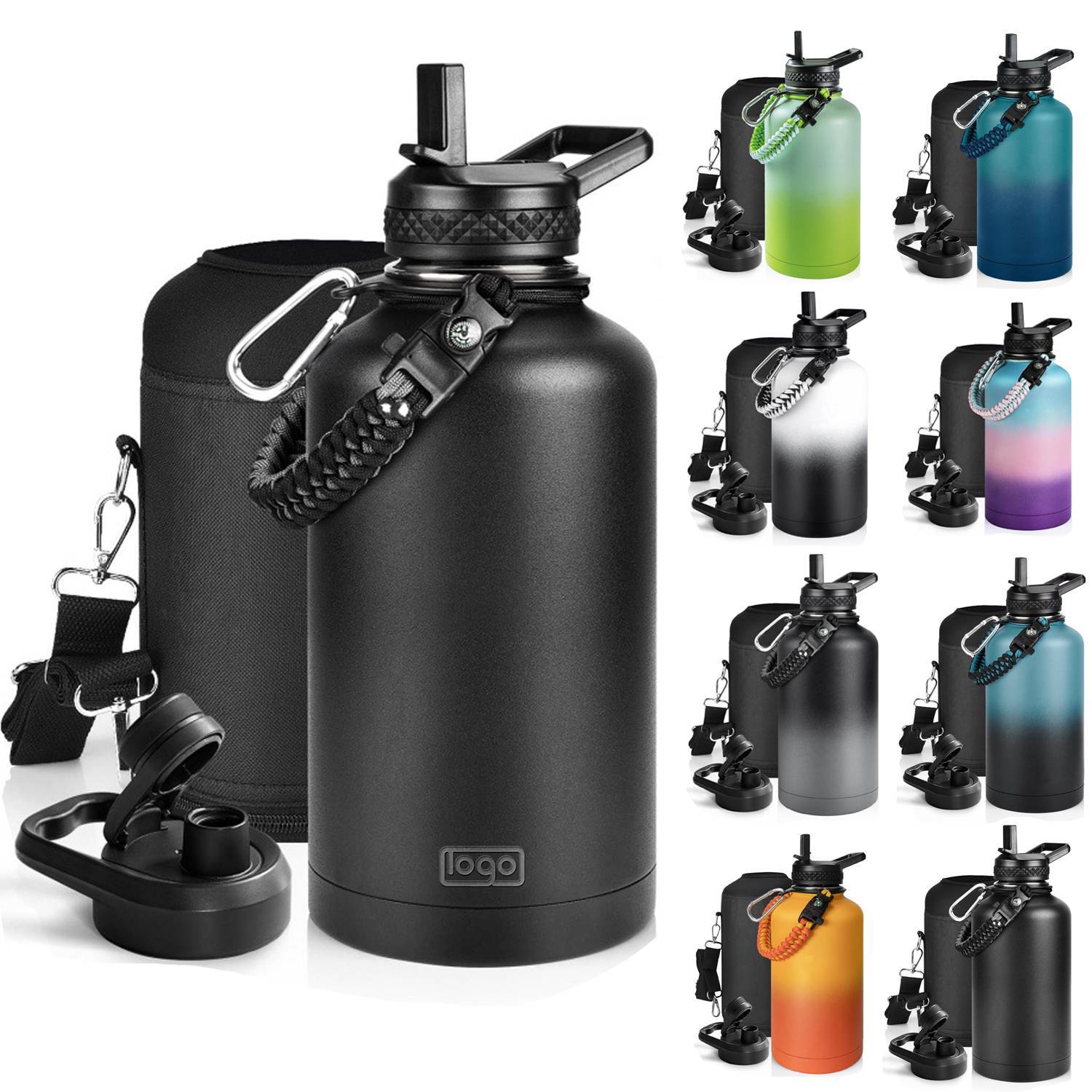 64oz Large Capacity Stainless Steel Insulated Water Bottle, custom water bottle with logo imprint 9