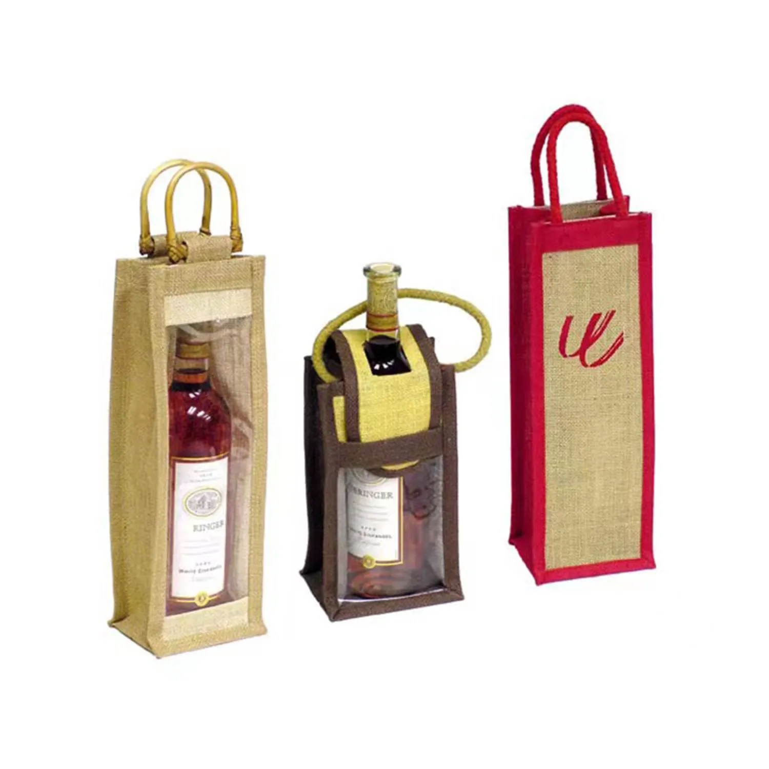 Jute Handbag Custom Red Wine Gift Bag 9