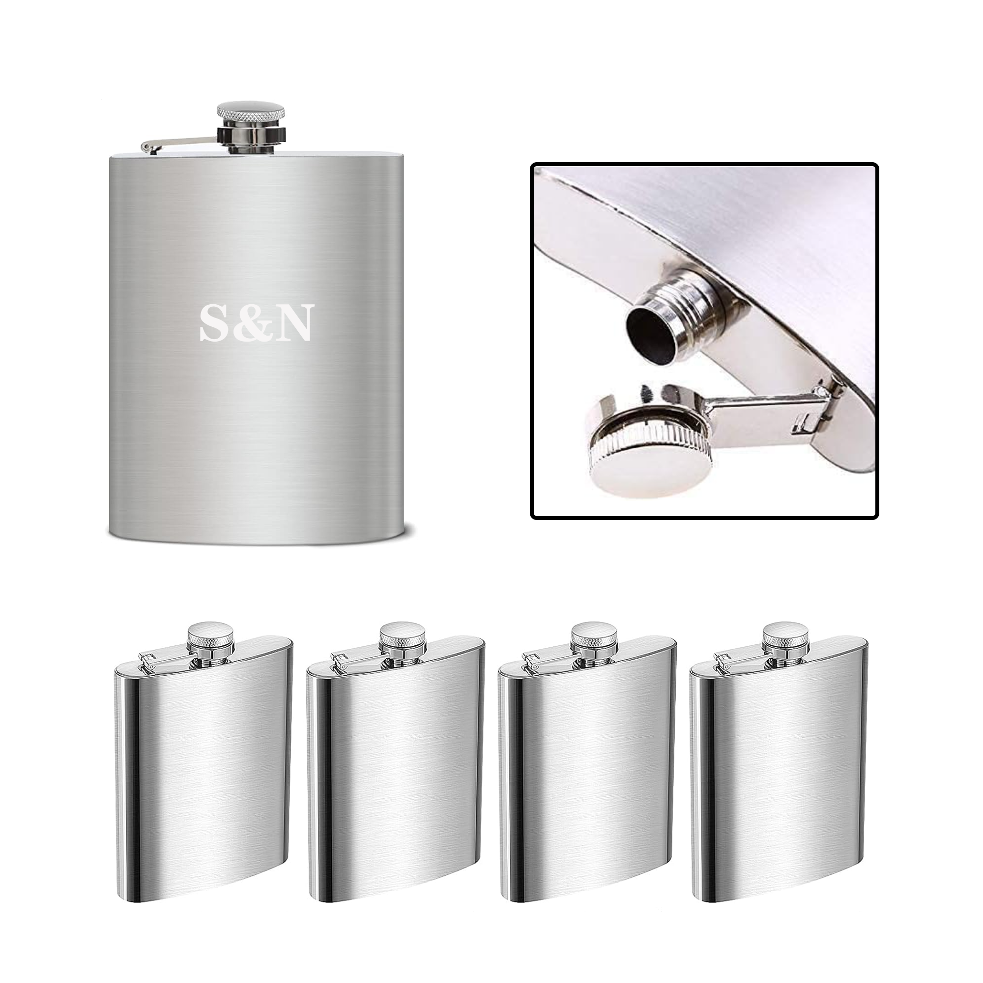8 oz Stainless Steel Hip Flask For Camping, Hiking And Adventure, custom water bottle with logo imprint 3