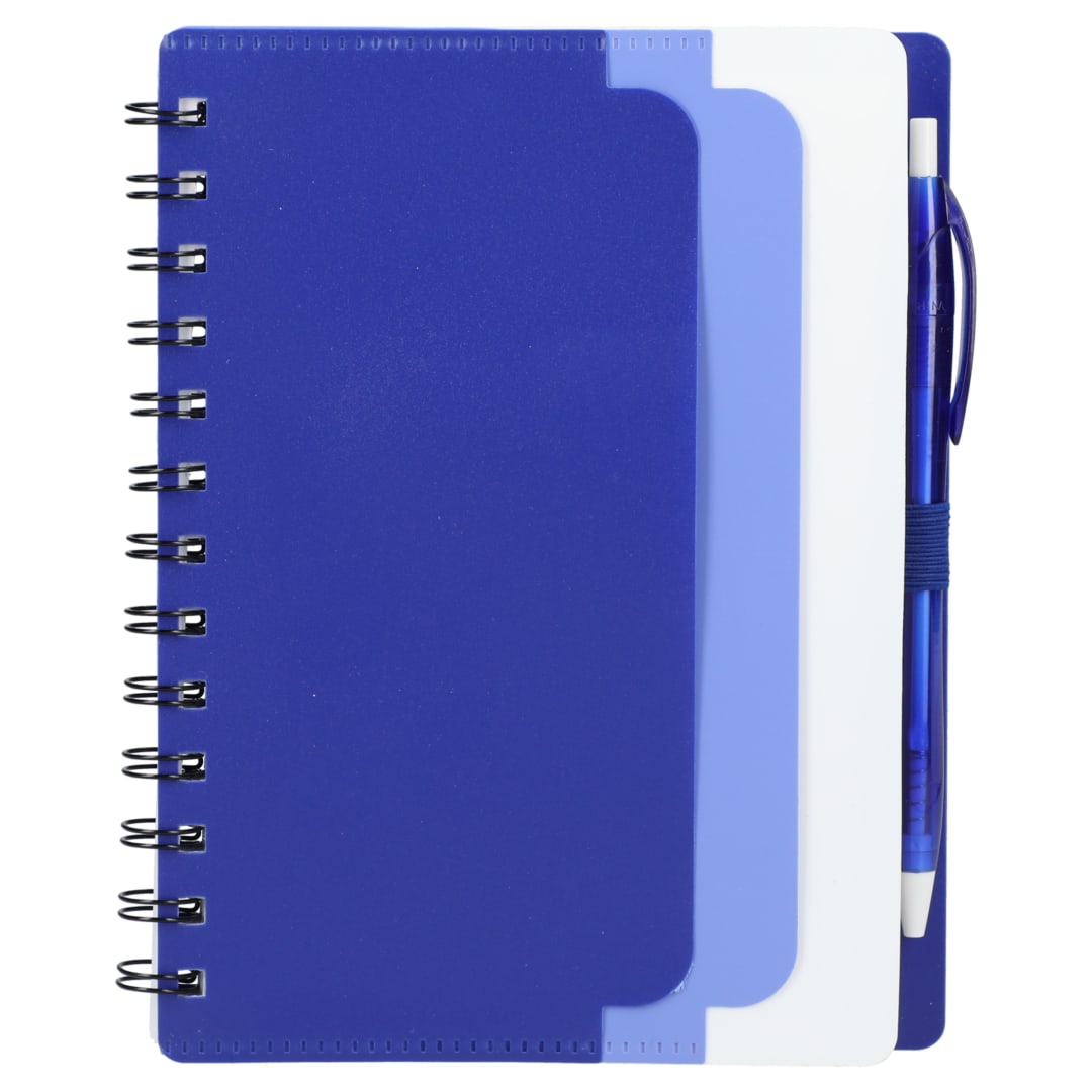 5" x 7" Recycled Dual Pocket Spiral Notebook w Pen 166