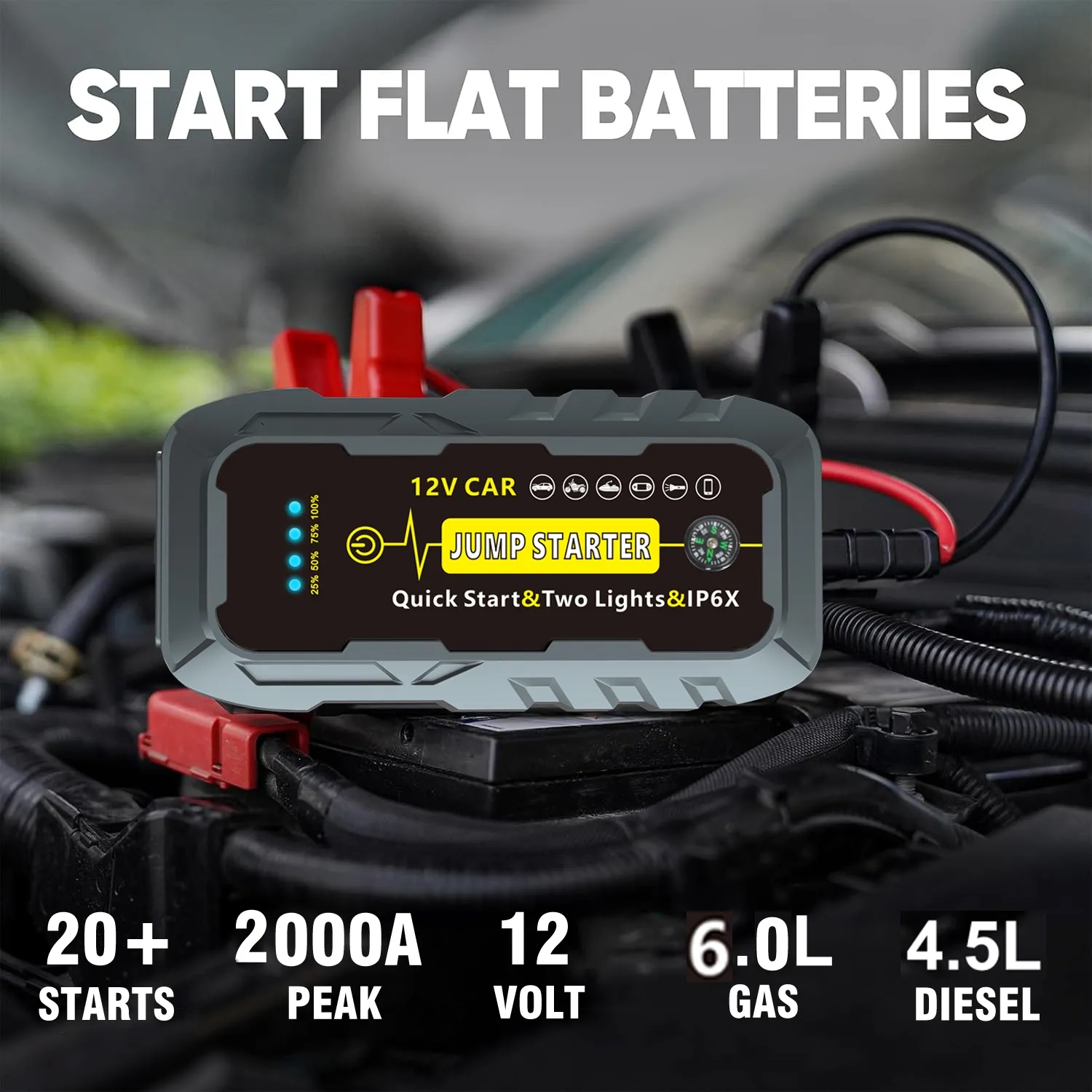Portable Jump Starter Power Bank Emergency Car Battery Boost 6