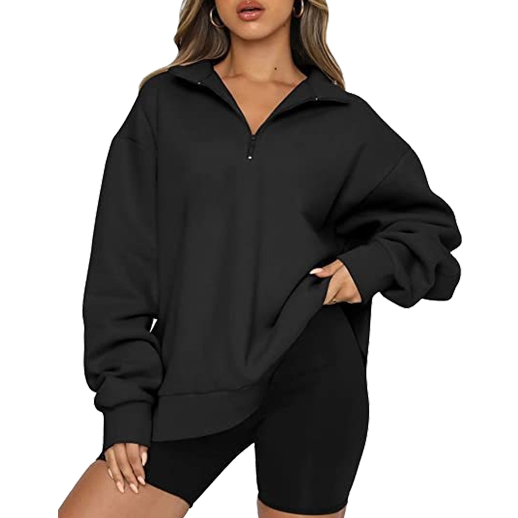 Women's Fleece Pullover With Quarter Zip 4