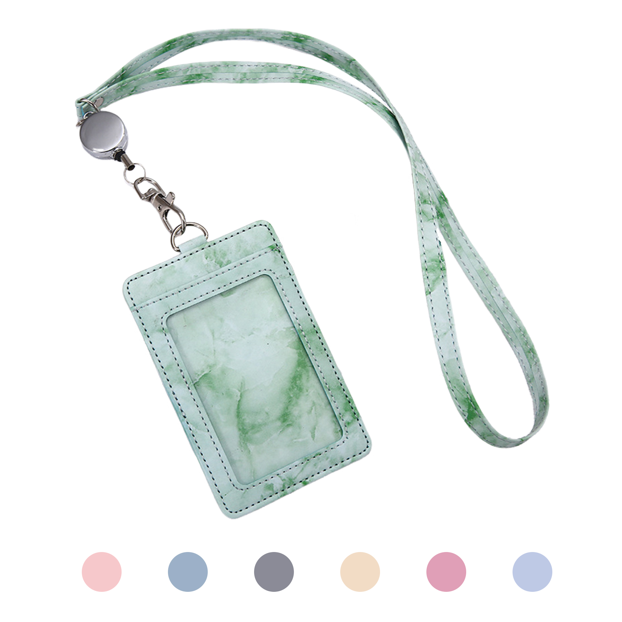 4 Pocket Retractable PU ID Card Holder 2
