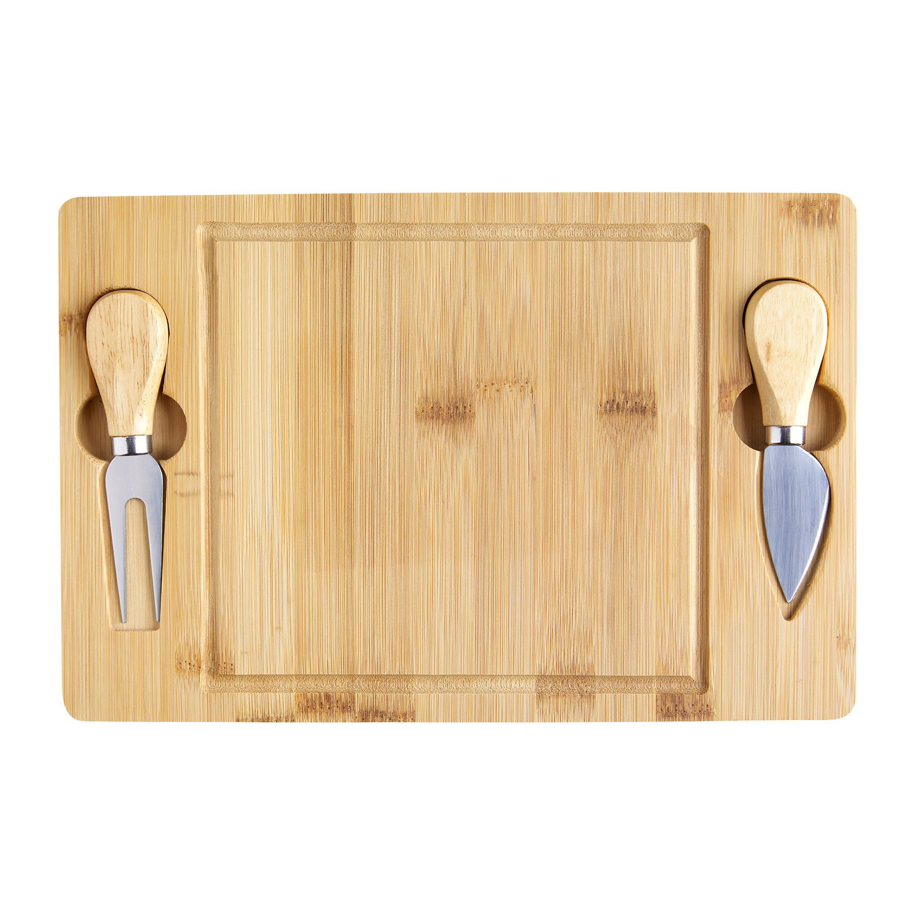 Long Curved Wooden Cutting Cheese Board Set 2