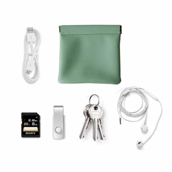 PU Snap Spring Earphone Pouch Storage Bag 1