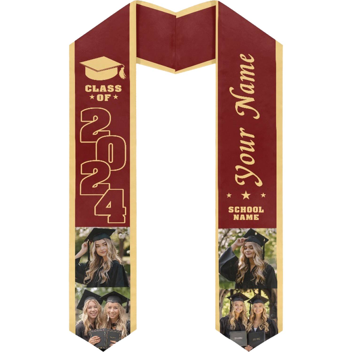 37" Custom Wearproof Graduation Stole Sash w/ Name & Photo 11