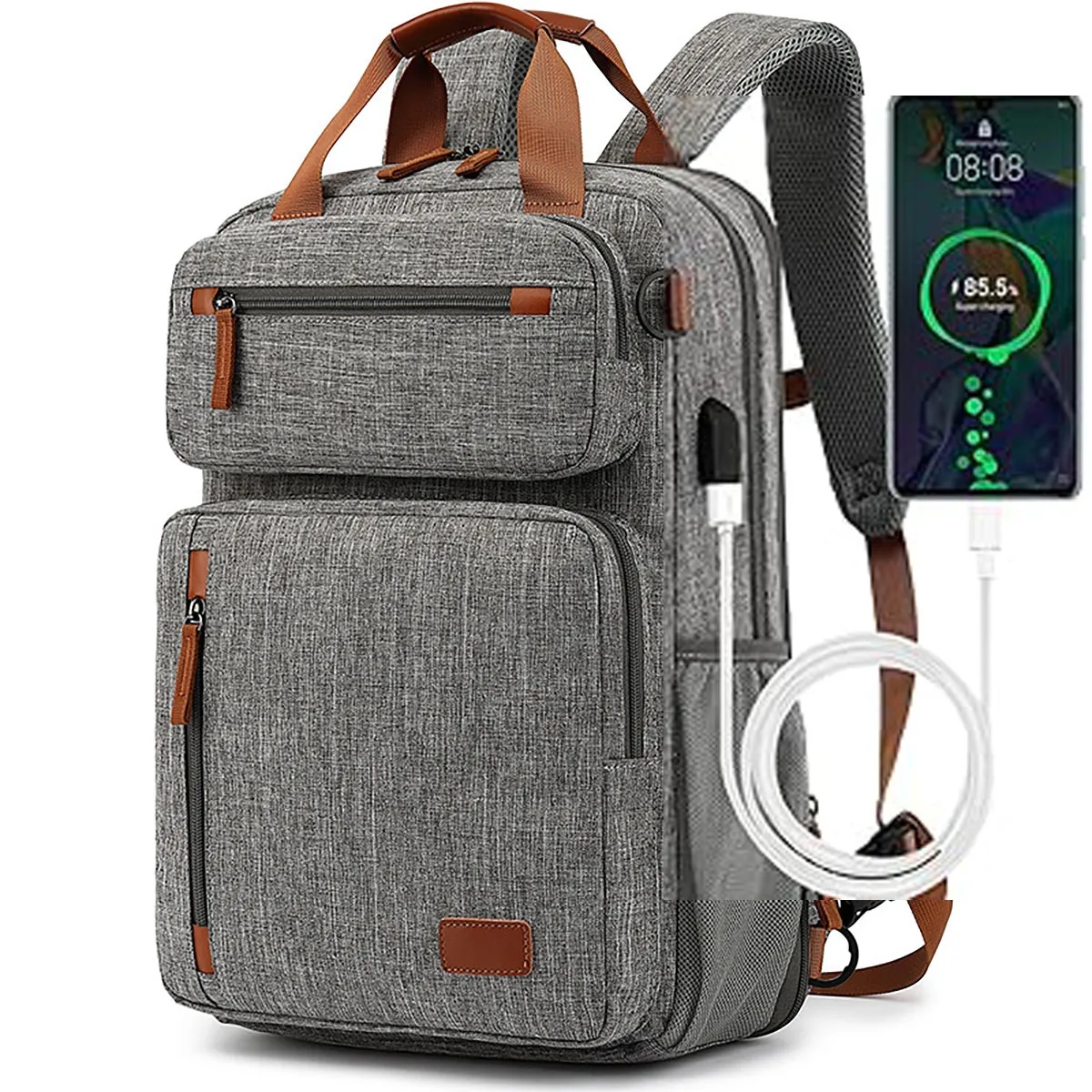 15.6 Inch Laptop Backpack with USB Charging Port ComputerBag 5