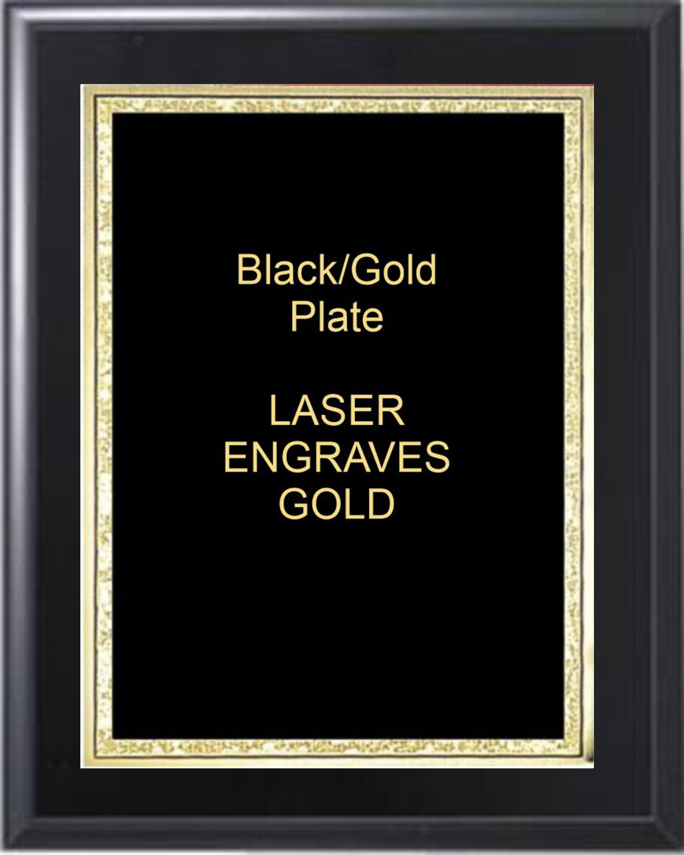 6" x 8" Black Piano Finish Plaque with a Black Florentine Plate 2