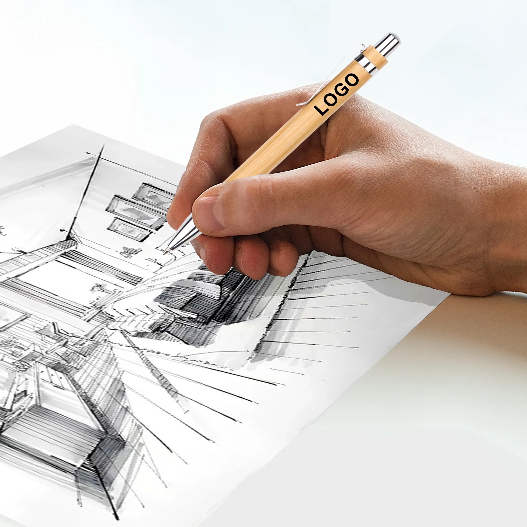 Wholesale Custom Bamboo Pens Elegant Personalized Green Office 2
