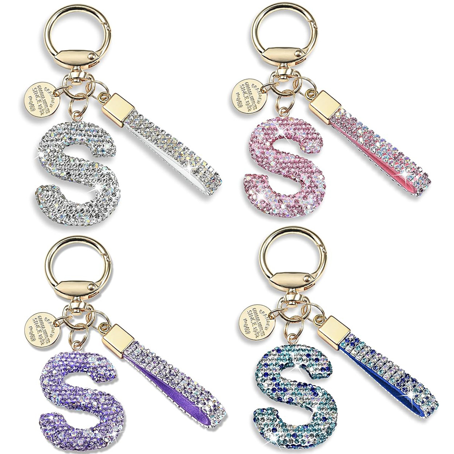 Sparkly Initial Letter Alloy Keychain 10