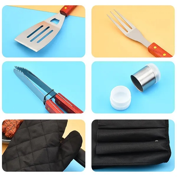 Roll Up Apron With 6 Piece BBQ Tools Set, custom kitchen gadget with logo imprint 3