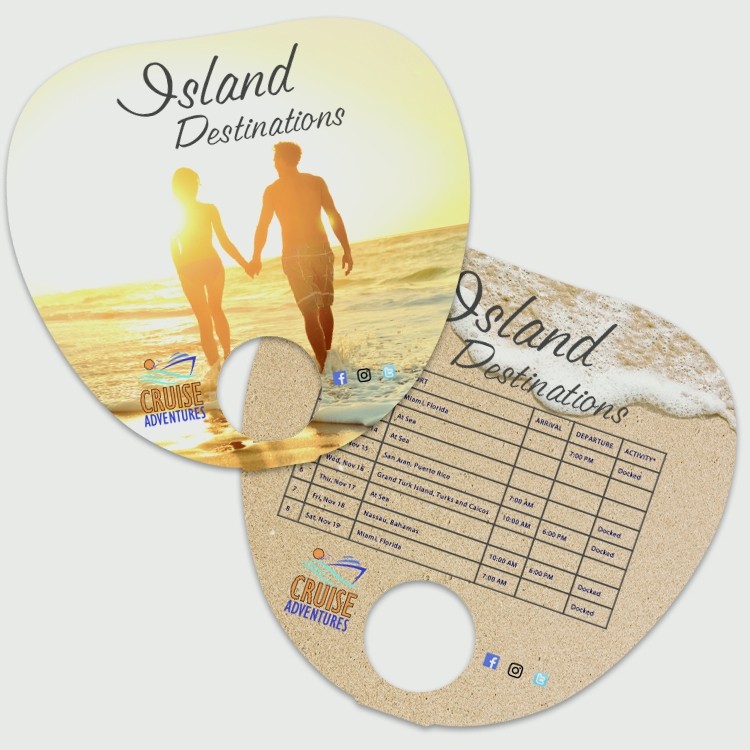 Hand Fan - No Handle - 8.875x8.375 Palm/Leaf Laminated - 14 pt. 2
